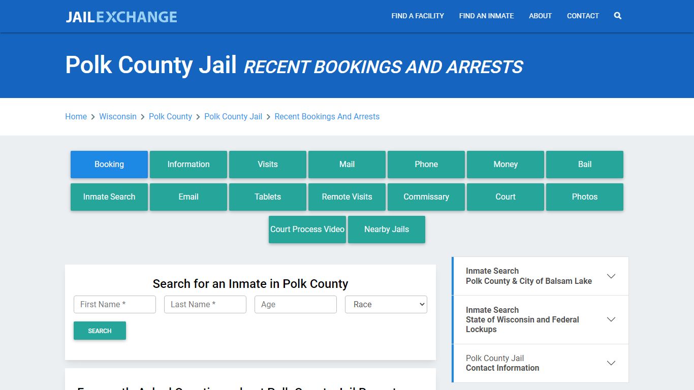 Polk County Jail WI Recent Arrests and Bookings - Jail Exchange